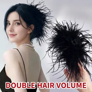 Elegant Hair Claw Clip Large Non-slip Fluffy Feather Mesh Bow Design For Thick Hair Women Fashion Headwear