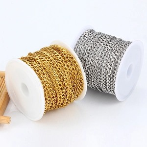 Stainless Steel Cuban NK Chain For DIY Jewelry Making Spool Vacuum Gold Plated Curb Link Necklace Bracelet Component