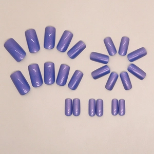 24-piece lavender purple aurora square press-on nail kit with iridescent pearlescent finish