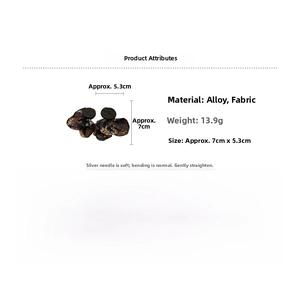 Detailed size and material specs for floral fabric earrings with 925 silver needles