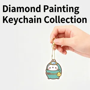 DIY Diamond Painting Keychain Acrylic Rhinestone Cartoon Animal Pendant Handmade Craft Art Decoration Ornament