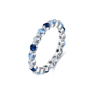 Elegant S925 sterling silver ring featuring gradient blue zircon stones in a sleek band