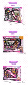 Detail of DIY hair braider and bead jewelry set for girls with pink gift packaging