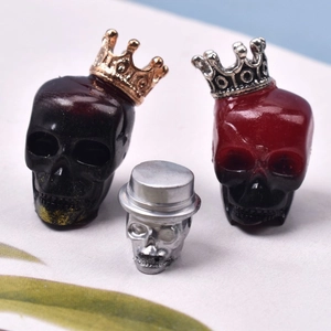 Halloween skull pendant set with crowns and hats, resin beads for DIY jewelry making