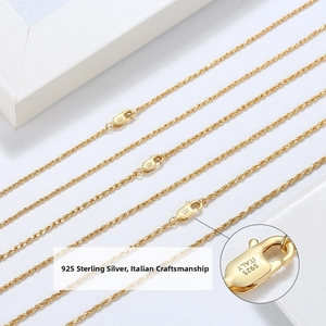 S925 sterling silver gold plated 3.3mm Italian rope chain with lobster clasp detail