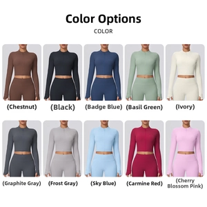 Selezione di 10 colori della giacca sportiva con zip e asole per i pollici per yoga