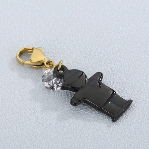Creative Stainless Steel Boy Pendant With Round Zircon And Lobster Clasp For DIY Jewelry Making Accessories Fashion