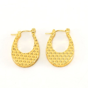 Chunky gold 18K plated stainless steel U-shaped earrings with diamond texture