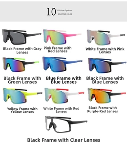 Outdoor cycling sunglasses available in ten different frame colors and lens finishes