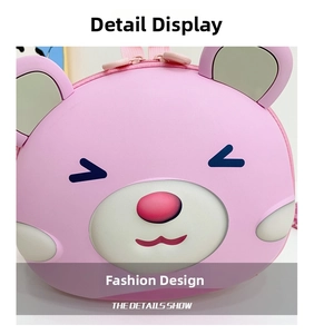 Close-up of pink silicone cartoon animal character and smooth zipper detail