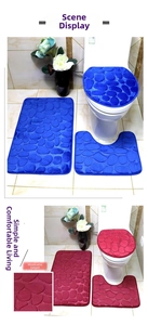 Detailed pebble texture and plush memory foam material on bathroom rug set