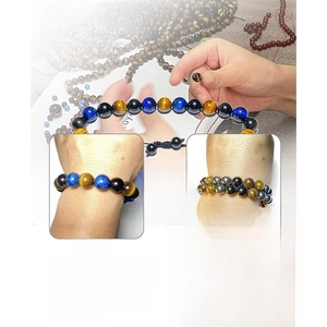 Bracelet fait main en œil de tigre bleu et obsidienne 10mm pour hommes et femmes