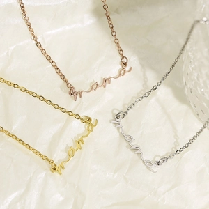 Script Mama Letter Pendant Necklace Stainless Steel Minimalist Clavicle Chain Jewelry Gift For Women Mothers