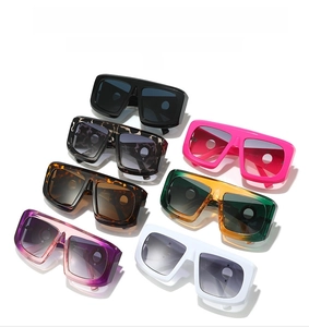 Detailed top view of fashionable oversized sunglasses in seven colorful frame options