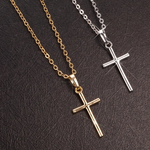 Hip hop square zircon cross necklaces in gold and silver finish for men and women