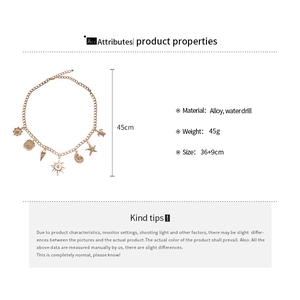 Detail specifications of ocean theme necklace with starfish and turtle pendants