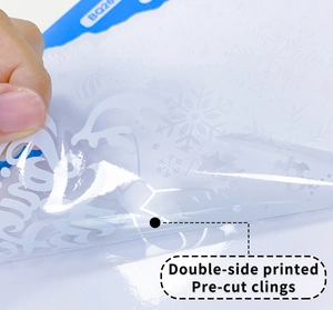 Detailed close-up showing the easy peeling of double-sided Christmas window clings