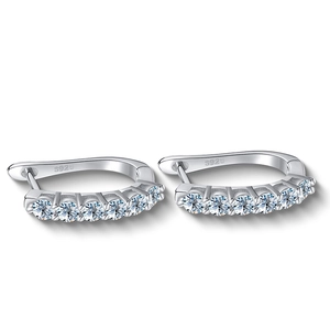 Elegant S925 sterling silver moissanite stud earrings with seven round stones