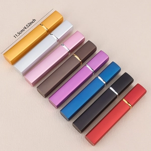 Eight colors of 12ml portable refillable perfume spray bottles in a stylish metal finish