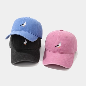 Cappello Da Baseball In Cotone Lavato Con Ricamo Piccione Regolabile Distressed Retrò Outdoor Tempo Libero Parasole Unisex
