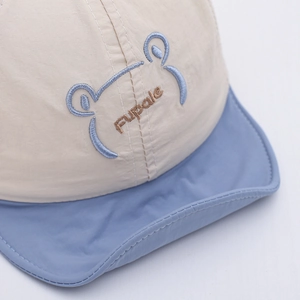 Gorra de sol para bebé con bordado de oso y ala suave para protección solar de verano