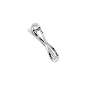 Silver minimalist irregular bow-shaped metal hair clip with a polished finish for women