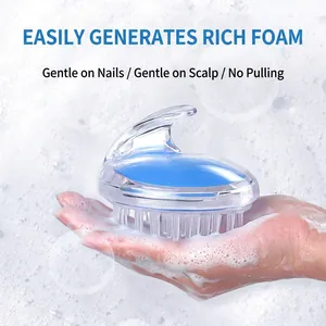 Silicone Scalp Massager Shampoo Brush Manual Hair Scrub With Handle Transparent Shell Head Cleaning Shower Spa Tool