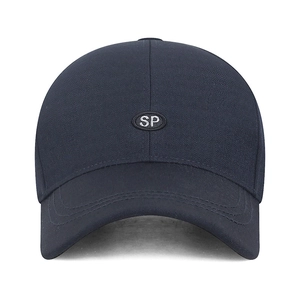 Classic navy blue men's business baseball cap with SP letter embroidery and six-panel design