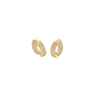 Boucles d'oreilles clous gothiques vintage français dorées avec pavé de cristaux