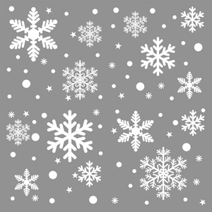 White Christmas snowflake and star static window stickers for winter holiday party decor