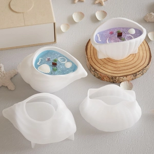 Seashell silicone resin mold for DIY candle holder and jewelry storage box set
