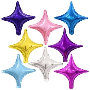 Ballons colorés en forme d'étoile à 4 branches en aluminium pour fête et décoration de mariage