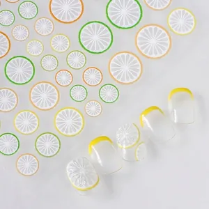 Adhesive nail art stickers featuring fresh lemon, citrus and fruit slice patterns