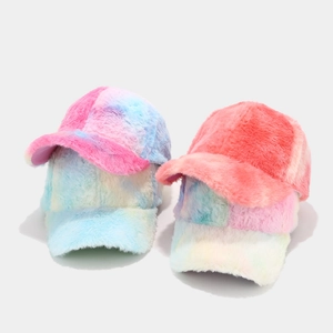 Cappellino da baseball in peluche multicolore con sfumatura in ecopelliccia invernale