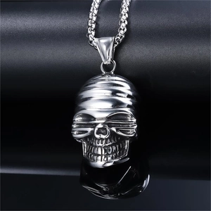 Skull Pendant Necklace Stainless Steel Punk Gothic Rock Vintage Style Jewelry For Men