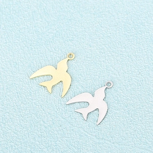 Polished stainless steel swallow pendants in gold and silver for DIY jewelry making
