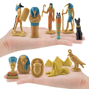 12-teiliges Ägypten-Miniaturen-Set mit Pharao, Nofretete und Anubis Figuren