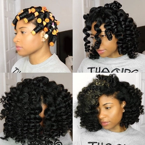 80-piece hair roller set with PVC bag showing usage and curly hair styling results