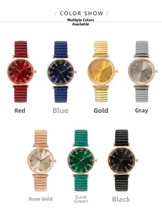 Variety of quartz watches for women with Roman numeral dials and stretch bands in 7 colors