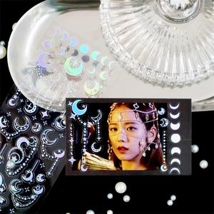 Holographic laser star and moon stickers for decorative K-pop photocard scrapbooking
