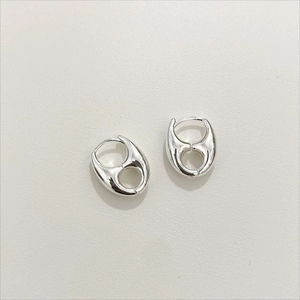 Minimalist 925 Sterling Silver Hoop Earrings For Women Geometric Hollow Coffee Bean Design Versatile Elegant Jewelry