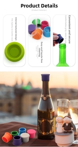 Close-up of colorful silicone wine stoppers with leak-proof grooves and hydrophobic material