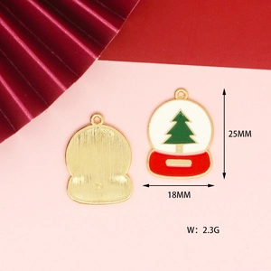 Detailed Christmas crystal ball pendant with dimensions 25x18mm and 2.3g weight info
