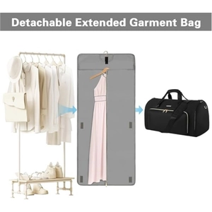 2-in-1 convertible travel garment bag in black, transforming from suit cover to duffel