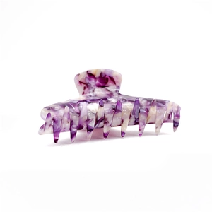 Elegant purple and white marble acetate banana hair clip with crescent moon shape