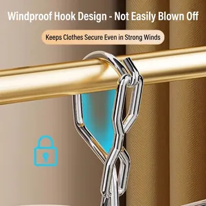 Windproof stainless steel laundry hanger hook for drying socks and underwear