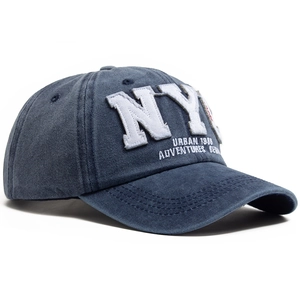 Casquette de baseball vintage en coton lavé avec broderie NYC et effet vieilli