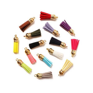 Colorful Faux Suede Tassel Charms With Gold Metal Caps For DIY Jewelry Making Keychain Bag Decoration