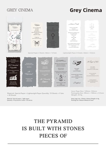 Detailed catalog showing Grey Cinema themed scrapbooking papers with classic movie elements