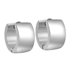 Minimalist wide chunky silver hoop earrings in polished stainless steel for women